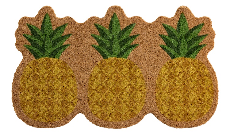 Yellow and Green Pineapple Trio Shaped Coir Doormat