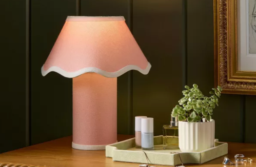 pink fabric table lamp