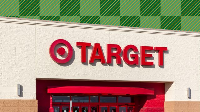 Target store with an olive green background