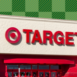 Target store with an olive green background