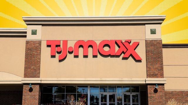 T.J. Maxx store with a yellow background