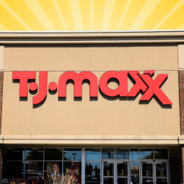 T.J. Maxx store with a yellow background