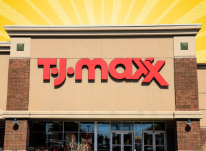 T.J. Maxx store with a yellow background