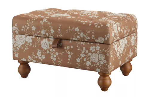 brown floral storage ottoman