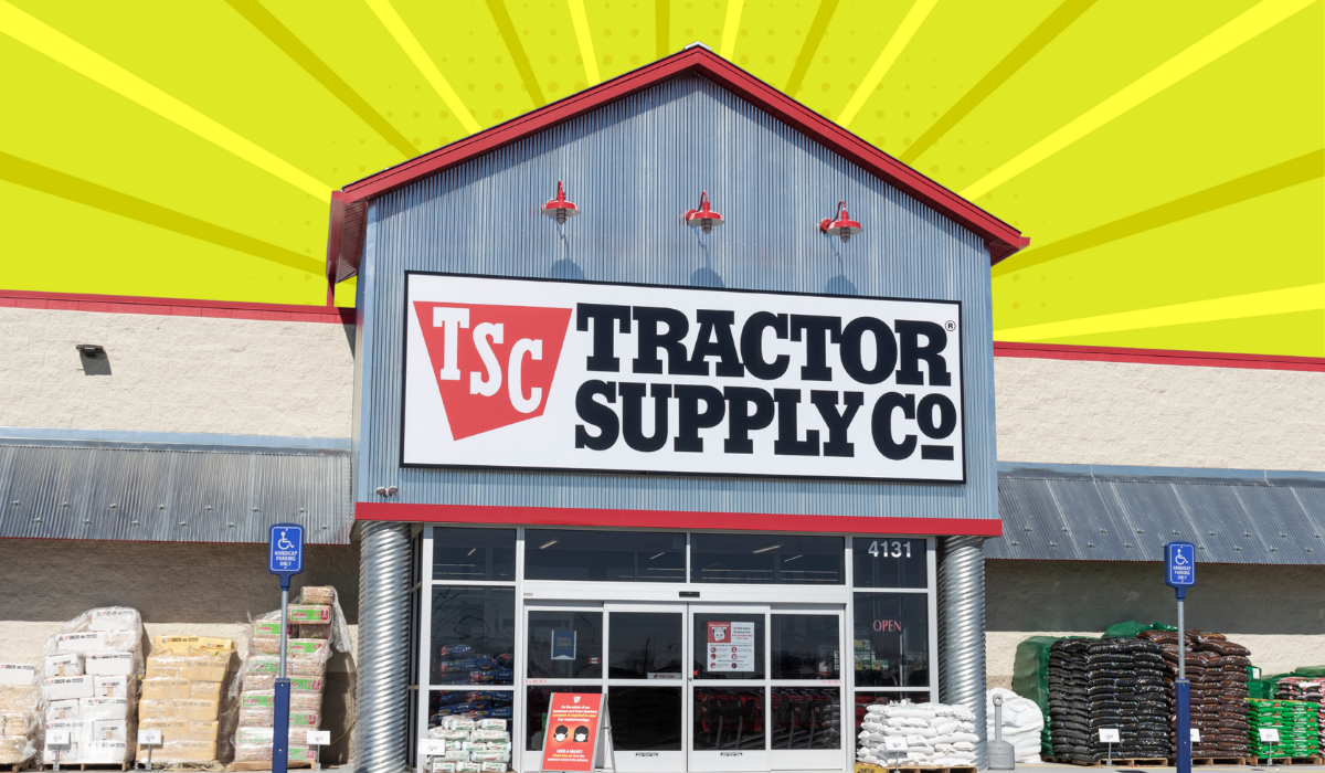 Tractor Supply store with a lime green background