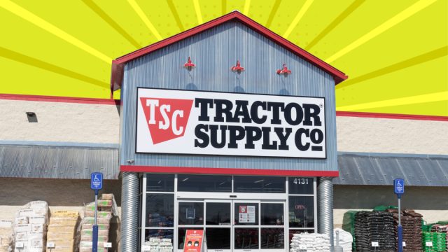 Tractor Supply store with a lime green background