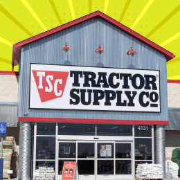 Tractor Supply store with a lime green background
