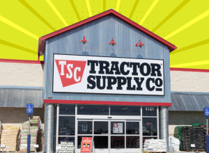 Tractor Supply store with a lime green background