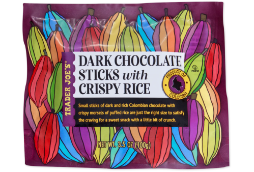 Trader Joe's dark chocolate sticks with crispy rice