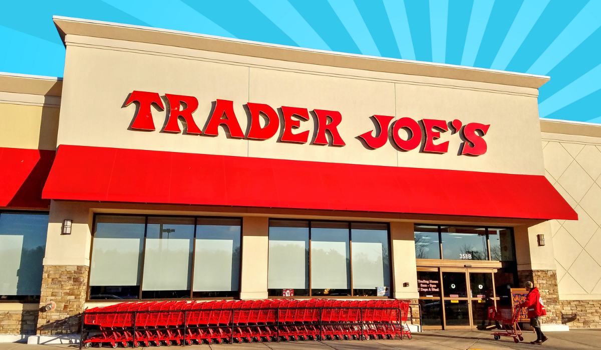 Trader Joe's store with a blue background