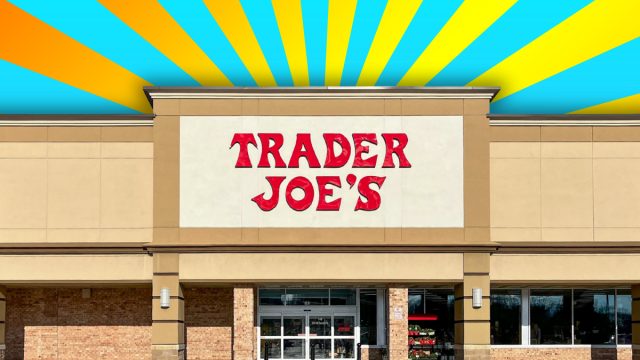 Trader Joe's store with a teal and yellow background
