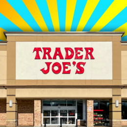 Trader Joe's store with a teal and yellow background