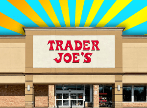 Trader Joe's store with a teal and yellow background