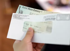 A close up of a treasury check tax refund