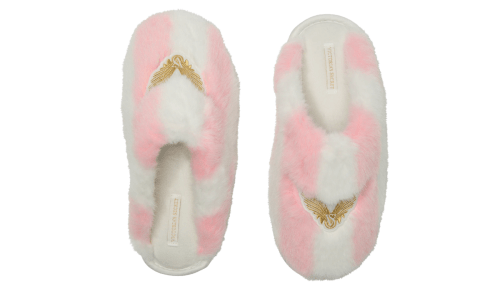pink and white slippers