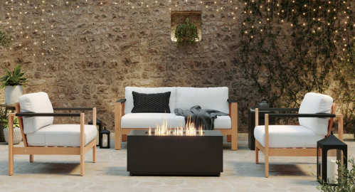 outdoor seating around a fire pit