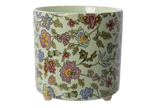 sage green floral planter