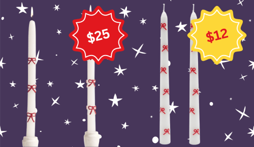 red bow taper candles