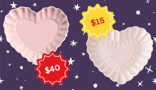 pink heart appetizer plates