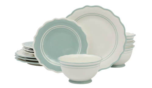 light blue and cream plates