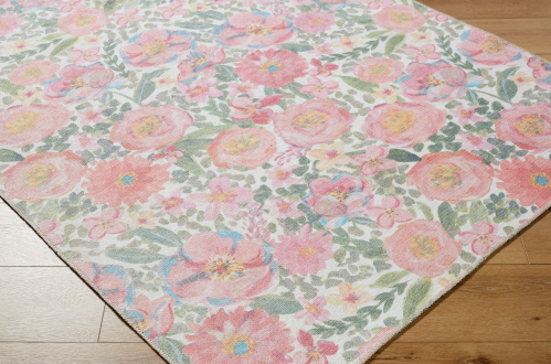 pink floral rug