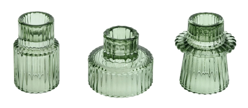 green glass bud vases