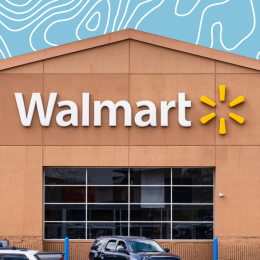 Walmart store with a light blue squiggle background