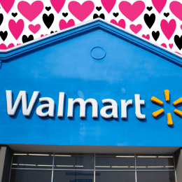 Walmart store with a heart background