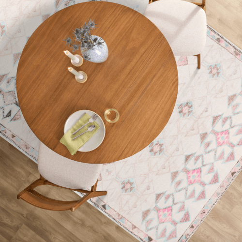 pink and ivory area rug