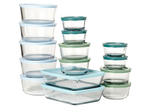 Anchor Hocking 32-Piece Glass Food Storage Containers with Colorful BPA-Free Lids