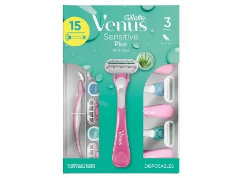Gillette Venus Sensitive Plus Disposable Razor, 15-count