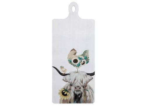 Highland Cow & Chicken Paddle Wood Wall Decor