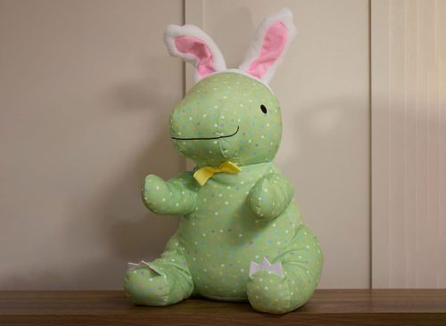 Jumbo Green Dino with Bunny Ears Plush