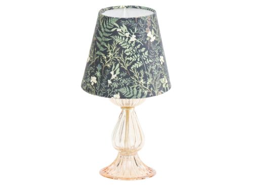 KARMA HOME 15in Glass Table Lamp With Velvet Shade