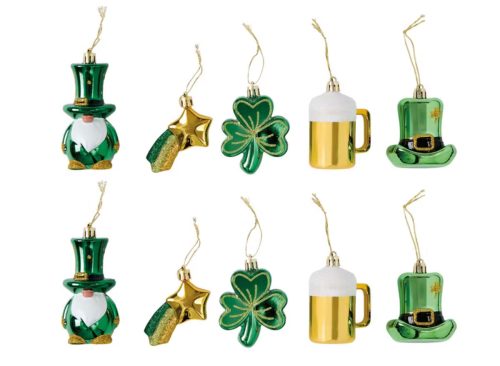 KIRKTON HOUSE 10 Pack St. Patrick's Day Ornaments - Assorted Varieties