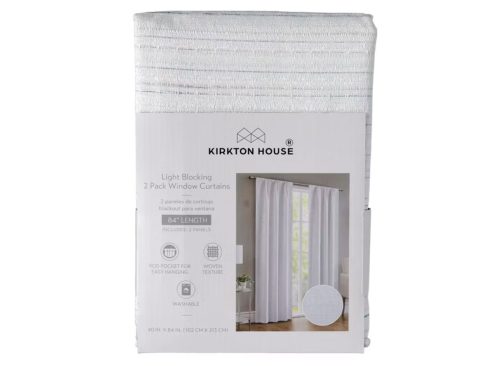 KIRKTON HOUSE 2 Pack Light Blocking Window Curtains - White Grasscloth