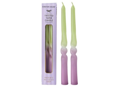 KIRKTON HOUSE 2 Pack Semi Twisted Taper Candles, Green/Purple