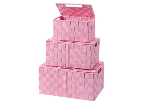 KIRKTON HOUSE 3 Pack Woven Storage Boxes, Pink