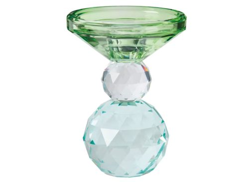 KIRKTON HOUSE Cut Glass Candle Holder, Green/Clear/Blue