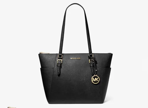 Michael Kors Women Lady Large Leather Shoulder Tote Handbag Purse Bag Black Gold