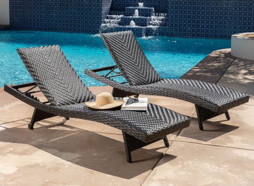 Seagrass Woven Chaise Lounge with Wheels, 2-pack