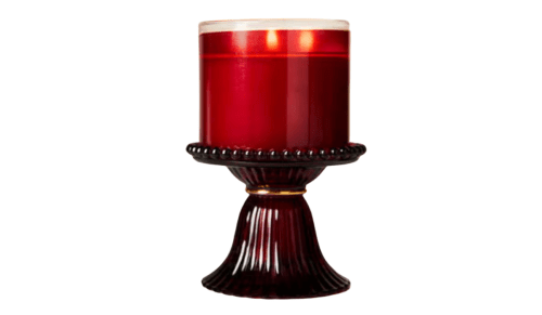 Maroon Glass Candle Pedestal