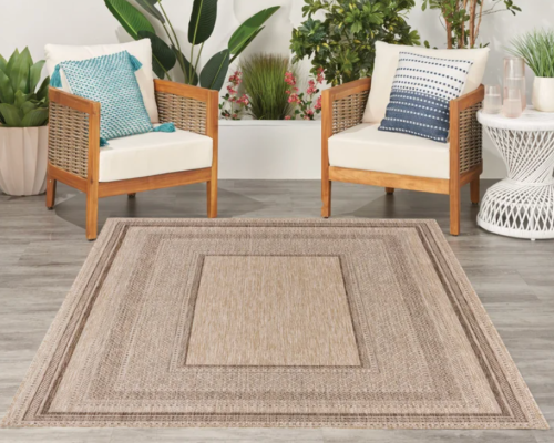 beige outdoor rug