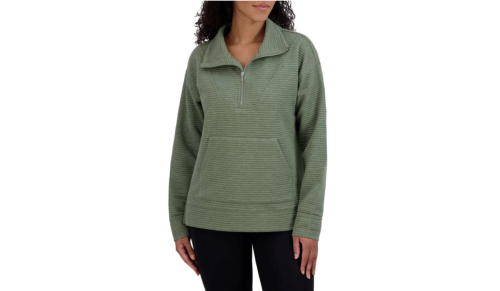 women's green quarter-zip sweatshirt
