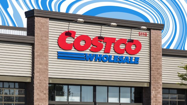 Costco store with a blue swirl background