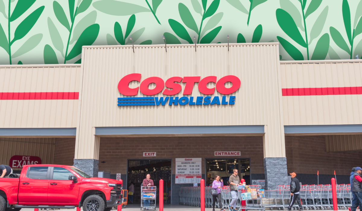 Costco store with a greenery background