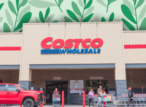 Costco store with a greenery background