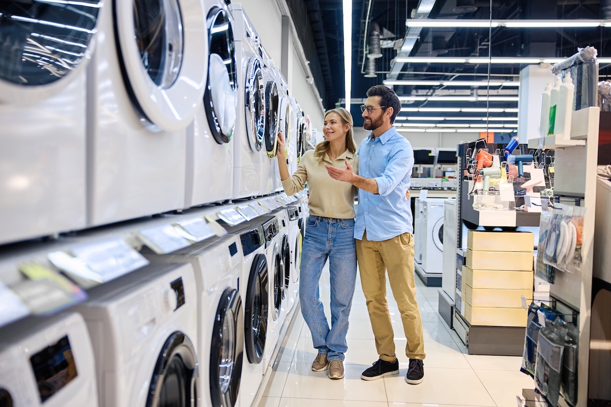 couple shopping at an appliance store