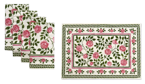 pink rose napkins and placemat