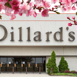 Dillard's store with a cherry blossom background